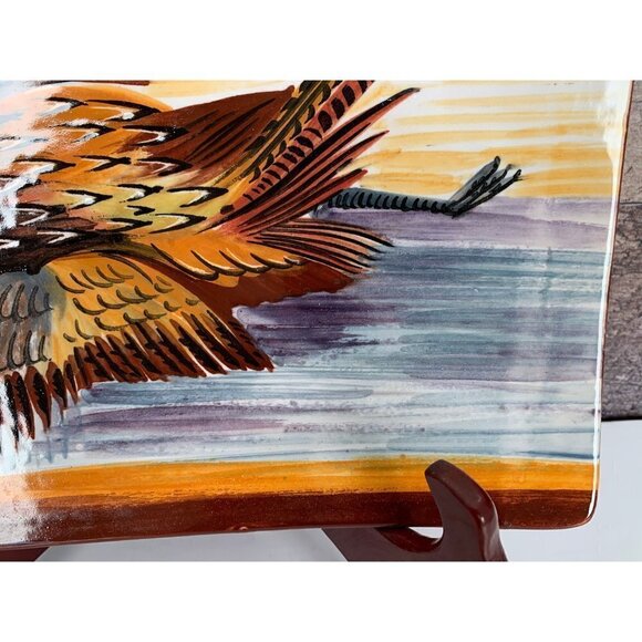 Italian Wall Plate Handmade Signed Pimpinelli M. Deruta Made in Italy Bird Pot - Picture 4 of 9